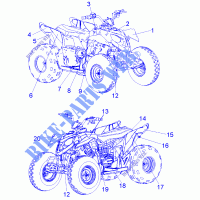DECALS   A07KA09AA/AB/AD (49ATVDECALSSS07OUT90) for Polaris OUTLAW 90 2007