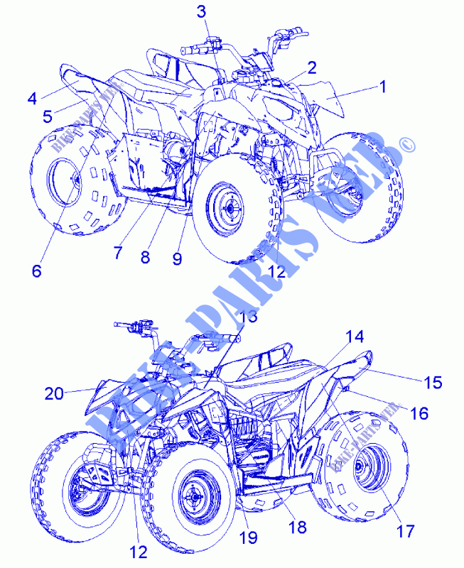 DECALS   A07KA09AA/AB/AD (49ATVDECALSSS07OUT90) for Polaris OUTLAW 90 2007