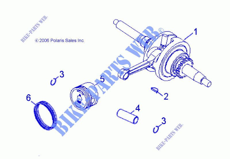 ENGINE, CRANKSHAFT AND PISTON   A07KA09AA/AB/AD (49ATVCRANKSHAFT07OTLW90) for Polaris OUTLAW 90 2007