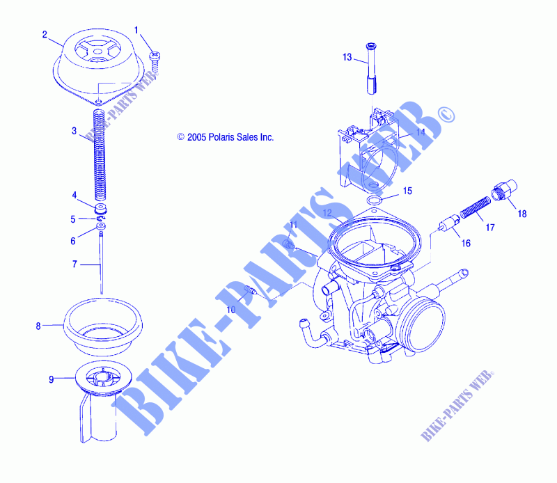 ENGINE, CARBURETOR, UPPER   A07BA50FA (4999201549920154D01) for Polaris SCRAMBLER 500 2X4 INTL 2007