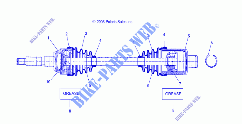 DRIVE REAR SHAFT   A07MH50AB/AL/AQ/AX/AY/AZ/MN50AF/AN/AT/AY (4999200139920013B09) for Polaris SPORTSMAN 500 EFI 2007