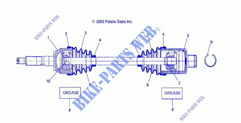 DRIVE REAR SHAFT   A07MH50FC (4999200139920013B09) for Polaris SPORTSMAN 500 EFI INTL 2007