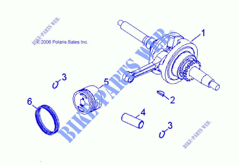 ENGINE, CRANKSHAFT AND PISTON   A07FA09AA/AB (49ATVCRANKSHAFT07OTLW90) for Polaris SPORTSMAN 90  2007