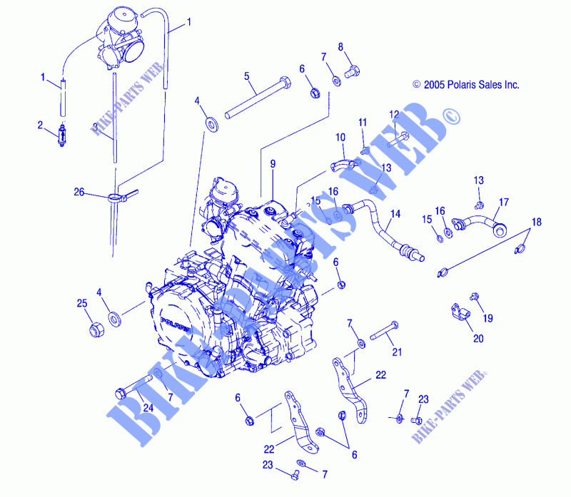 ENGINE MOUNTING   A06GJ50AA/AB/AC (4999201849920184A12) for Polaris PREDATOR 500 2006
