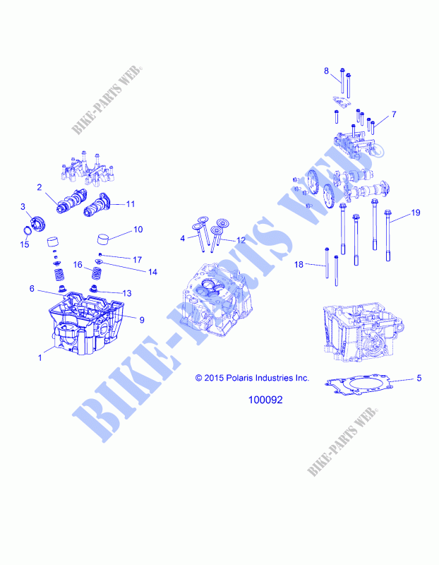 CYLINDER HEAD, CAMS AND VALVES   A20SEE57A1/A4/A7/A9 (100092) for Polaris SPORTSMAN 570 EPS 2020