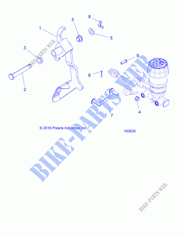 BRAKES, PEDAL AND MASTER CYLINDER MOUNTING   A19DBA50A5 (100835) for Polaris ACE 500 SOHC 2019