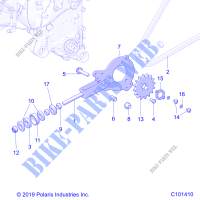 DRIVE TRAIN, CHAIN TENSIONER AND SPROCKET   A18HZA15N4 (C101410) for Polaris RGR 150 EFI 2018