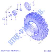 WHEELS, FRONT TIRE AND BRAKE DISK   A18HZA15N4 (101426 1) for Polaris RGR 150 EFI 2018