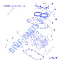 CYLINDER AND PISTON   R20RRU99/A/B (C700349) for Polaris RANGER 1000 NORTHSTAR FACTORY CHOICE 49S & 50S 2020