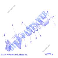 REAR BRAKE CALIPER   R20RRU99/A/B C700016) for Polaris RANGER 1000 NORTHSTAR FACTORY CHOICE 49S & 50S 2020