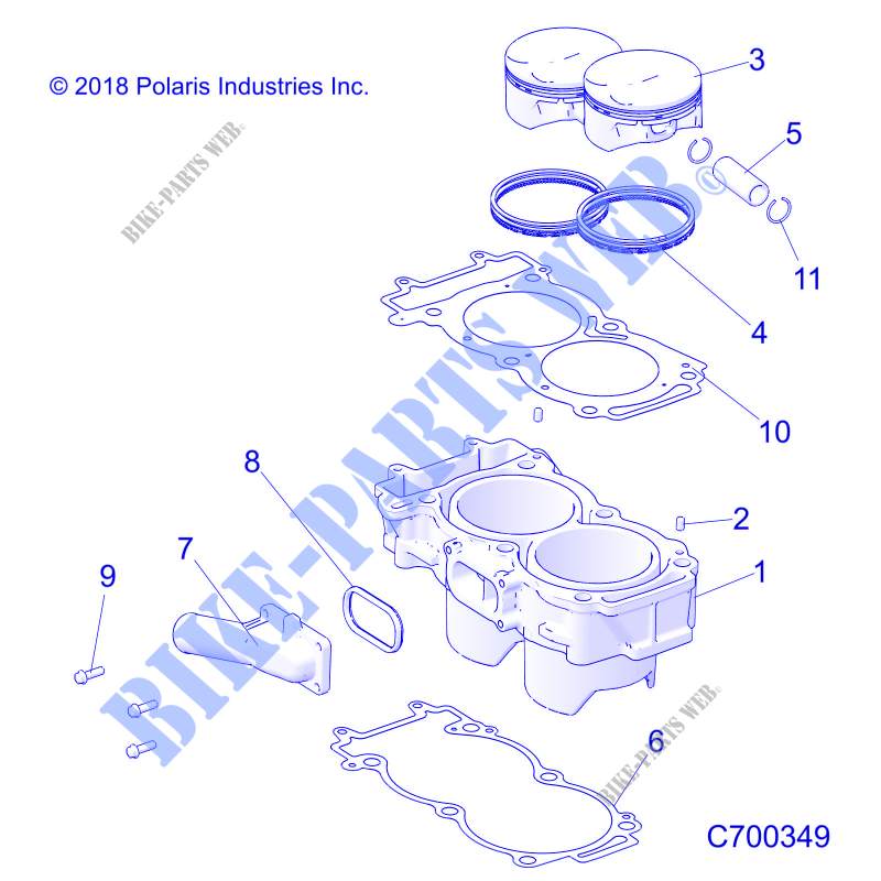 CYLINDER AND PISTON   R20RRU99/A/B (C700349) for Polaris RANGER 1000 NORTHSTAR FACTORY CHOICE 49S & 50S 2020