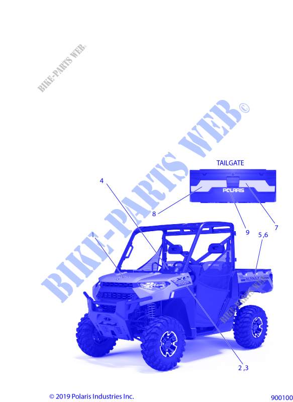 DECALSS GRAPHICS   R20RRU99/A/B (900100) for Polaris RANGER 1000 NORTHSTAR FACTORY CHOICE 49S & 50S 2020