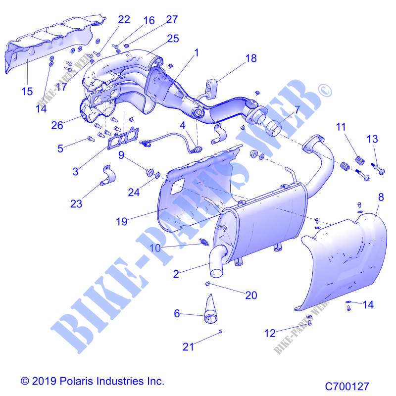 EXHAUST   R20RRU99/A/B (C700127) for Polaris RANGER 1000 NORTHSTAR FACTORY CHOICE 49S & 50S 2020