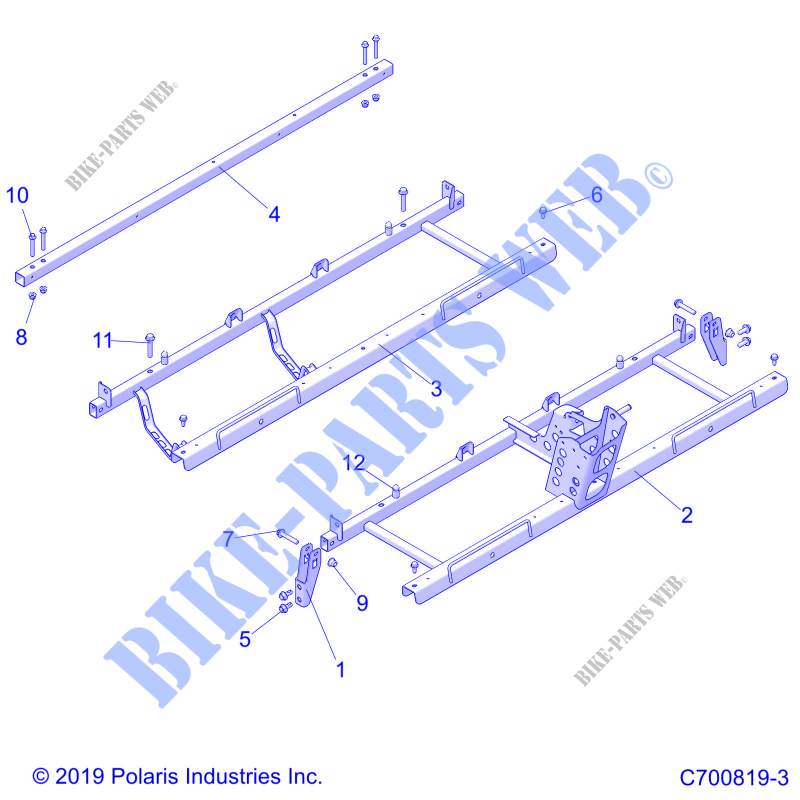 CHASSIS, SEAT SUPPORTS  G20GMJ99AP/BP/AG (C700819 3) for Polaris POLARIS GENERAL 1000 XP 4 SEAT RC 2020