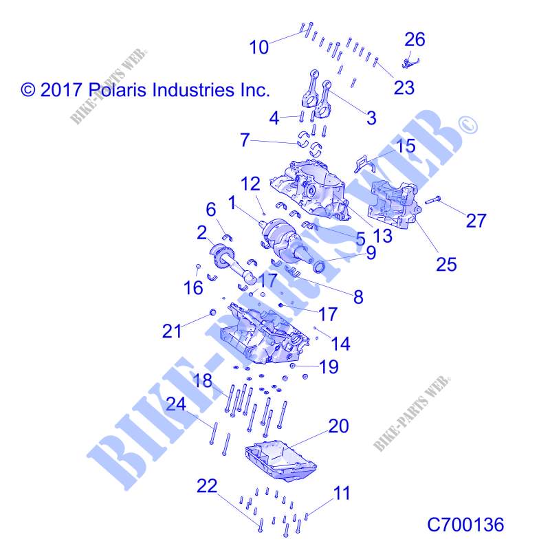 CRANKCASE AND CRANKSHAFT   G20GMJ99AP/BP/AG (C700136) for Polaris POLARIS GENERAL 1000 XP 4 SEAT RC 2020