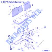 SEAT ASM. AND SLIDER   R19RSU99AS/BS (C700069) for Polaris RANGER 1000 XP EPS CREW NORHTSTAR EDITION 2019