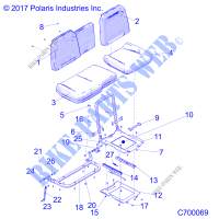 SEAT ASM. AND SLIDER   R19RSE99AS/A1/A9/AD/AV/B1/B9/BS/BD/BV (C700069) for Polaris RANGER XP 1000 EPS CREW 2019