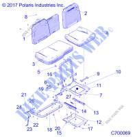 SEAT ASM. AND SLIDER   R19RRE99AV/BV/A9/B9/AP/BP/AJ/BJ/AD/BD (C700069) for Polaris RANGER 1000 EPS 2019