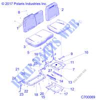 SEAT ASM. AND SLIDER   R19RSM99AL (C700069) for Polaris RANGER 1000 XP EPS CREW MUD 2019