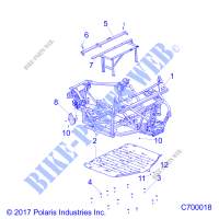 CHASSIS, MAIN FRAME AND SKID PLATES   R19RRE99F1/FC/SC1/SCC/SFC/F1/SJ1/PCC/PFC (C700018) for Polaris RANGER XP 1000 EPS EU / TRACTOR / ZUG 2019
