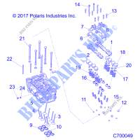 CYLINDER HEAD AND VALVES   R19RRE99NS (C700049) for Polaris RANGER 1000 EPS HD MD 2019