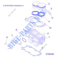 CYLINDER AND PISTON   R19RSB99A9/B9 (C700349) for Polaris RANGER 1000 CREW BACK COUNTRY 49/50S 2019