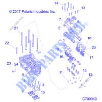 CYLINDER HEAD AND VALVES   R19RSB99A9/B9 (C700049) for Polaris RANGER 1000 CREW BACK COUNTRY 49/50S 2019
