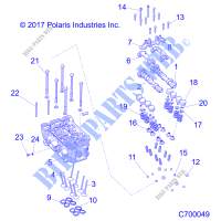 CYLINDER HEAD AND VALVES   R19RSU99A9/AD/B9/BD (C700049) for Polaris RANGER 1000 CREW NORTHSTAR 49/50S 2019