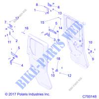 DOORS, REAR, FULL, MOUNTING   R19RSU99A9/AD/B9/BD (C700148) for Polaris RANGER 1000 CREW NORTHSTAR 49/50S 2019