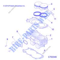 CYLINDER AND PISTON   R19RSK99AS/A9/AD/BS/B9/BD (C70349) for Polaris RANGER 1000 CREW RIDE COMMAND 49/50S 2019