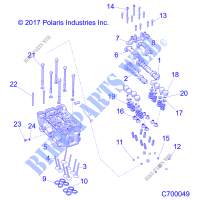 CYLINDER HEAD AND VALVES   R19RSK99AS/A9/AD/BS/B9/BD (C700049) for Polaris RANGER 1000 CREW RIDE COMMAND 49/50S 2019