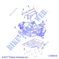 CHASSIS, MAIN FRAME AND SKID PLATES   R19RRE99/A/B (C700018) for Polaris RANGER 1000 49/50S FACTORY CHOICE 2019
