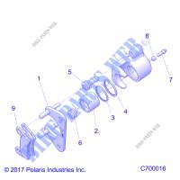 REAR BRAKE CALIPER   R19RRE99/A/B (C700016) for Polaris RANGER 1000 49/50S FACTORY CHOICE 2019