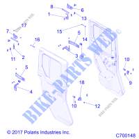 DOORS, REAR, FULL, MOUNTING   R19RSU99/A/B (C700148) for Polaris RANGER 1000 CREW NORTHSTAR 49/50S FACTORY CHOICE 2019