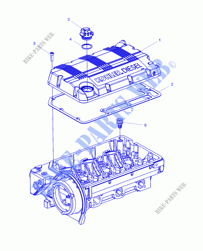 ENGINE, ROCKER ARMS COVER AND OIL FILLER   R18RVAD1B1 (49RGRROCKERCVR15DSL) for Polaris 	RANGER 1000 DIESEL CREW 2018