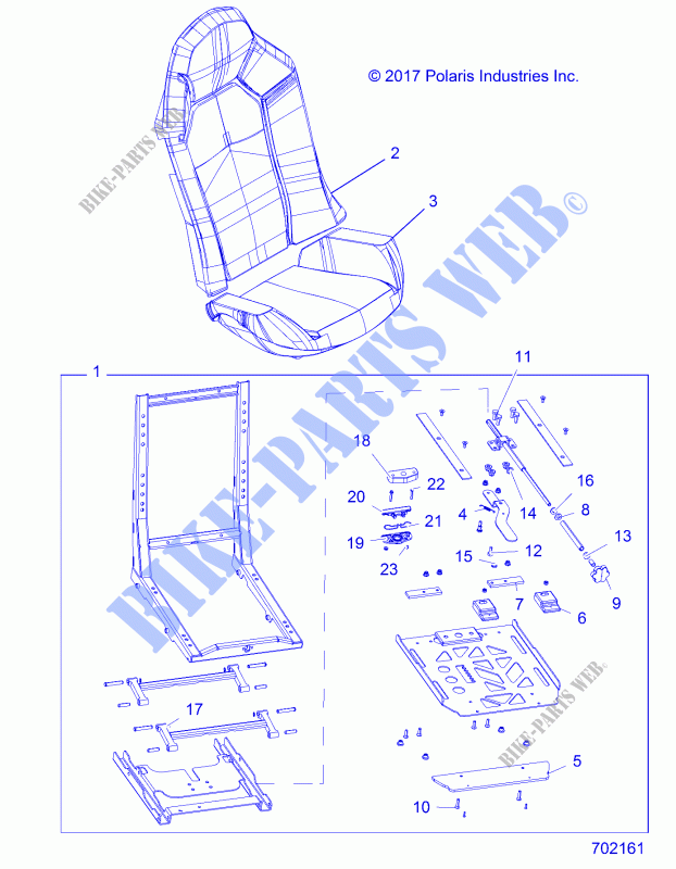 SEAT ASM. AND 2ND SLIDER   R18RGS99CM/SCB (702161) for Polaris GENERAL 1000 EPS PREMIUM / DELUXE EDITION - EU / MD / TRACTOR 2018