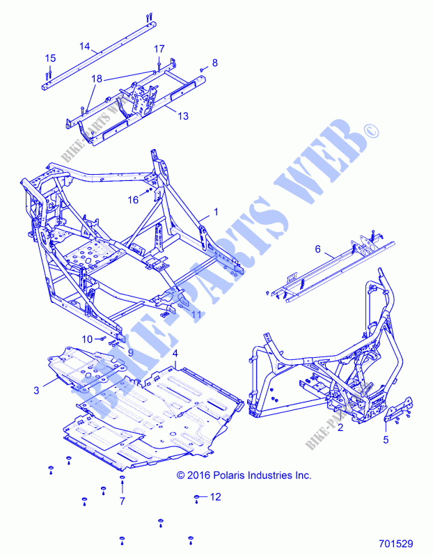 CHASSIS, MAIN FRAME AND SKID PLATES   R17RGE99A7/A9/AW/AM/KAK (701529) for Polaris POLARIS GENERAL 1000 EPS 2017      