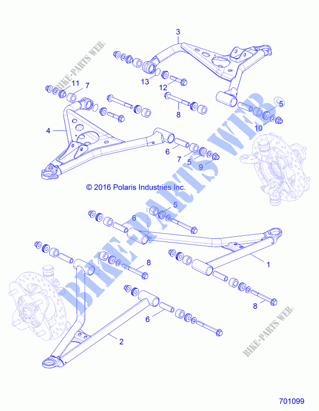 FRONT SUSPENSION CONTROL ARMS   Z20A5A87B2/E87BP/BK/BX (701099) for Polaris RZR 900 50 INCH 2020