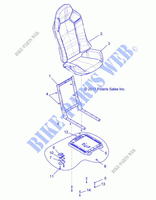 SEAT ASM.   Z20A5A87B2 (49RGRSEAT15Z90050) for Polaris RZR 900 50 INCH 2020