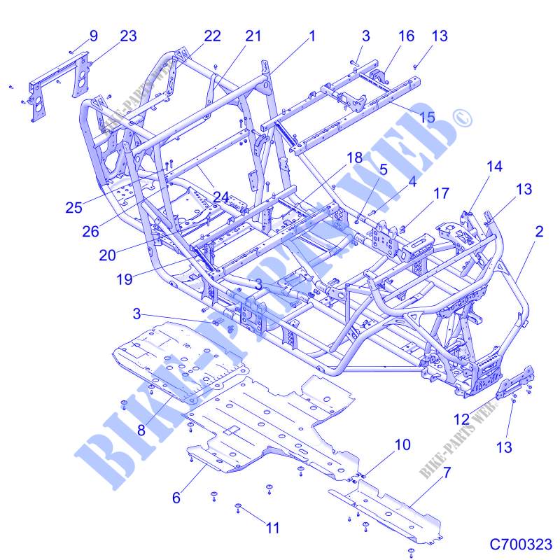 CHASSIS, MAIN FRAME AND SKID PLATES   Z20N4E92AL/AR/BL/BR (C700323) for Polaris RZR XP TURBO 4 2020