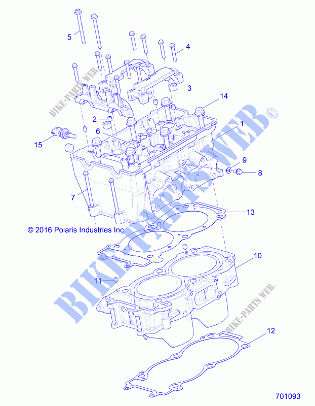 CYLINDER AND HEAD   Z19VAA87A2/E87AK/AR/AA (701093) for Polaris RZR 900 50 INCH 2019