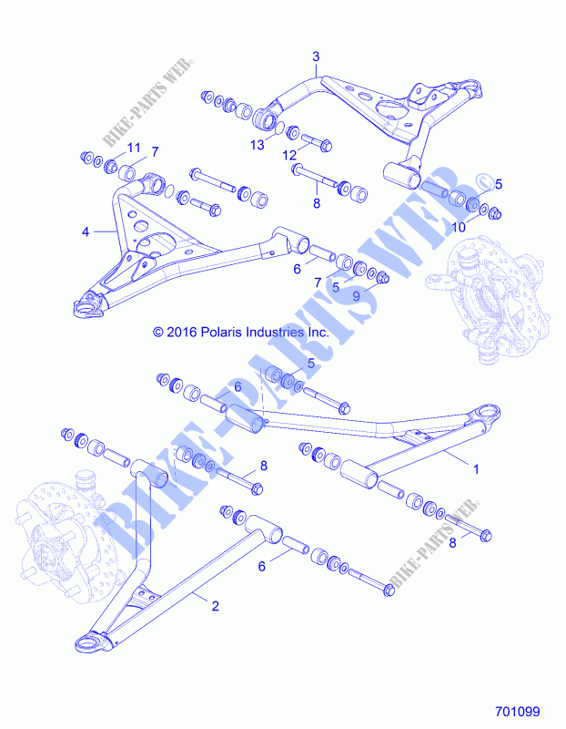 FRONT SUSPENSION CONTROL ARMS   Z19VAA87A2/E87AK/AR/AA (701099) for Polaris RZR 900 50 INCH 2019