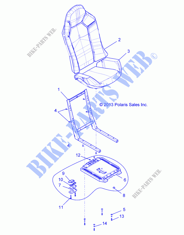SEAT ASM.   Z19VAA87A2 (49RGRSEAT15Z90050) for Polaris RZR 900 50 INCH 2019