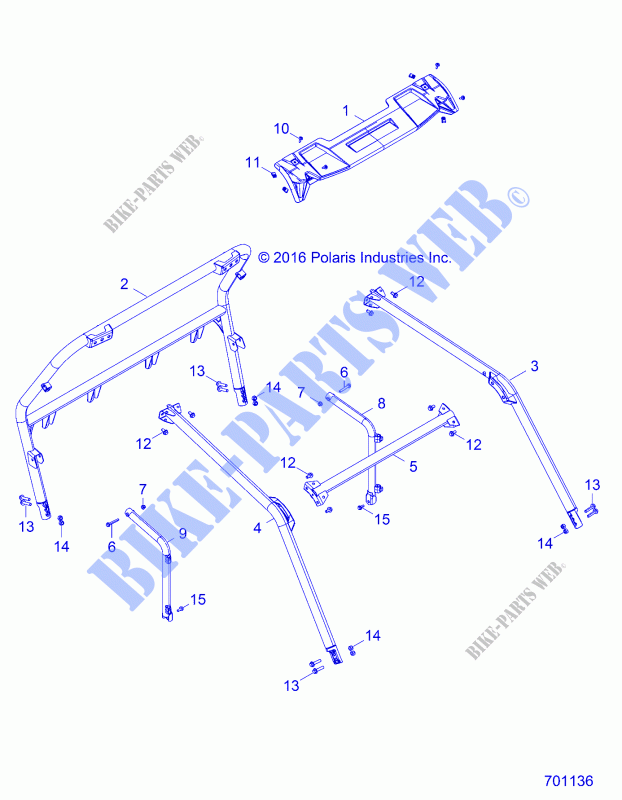 CHASSIS, CAB   Z19VBA87A2/E87AG/AK/LG (701136) for Polaris RZR 900 60 INCH ALL OPTIONS 2019