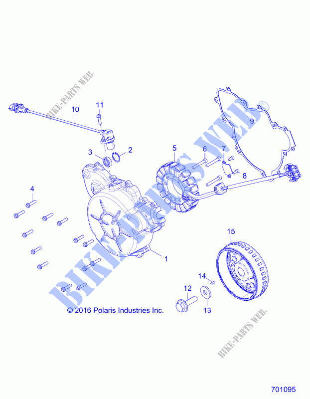 ENGINE, STATOR AND COVER   Z19VBA87A2/E87AG/AK/LG (701095) for Polaris RZR 900 60 INCH ALL OPTIONS 2019