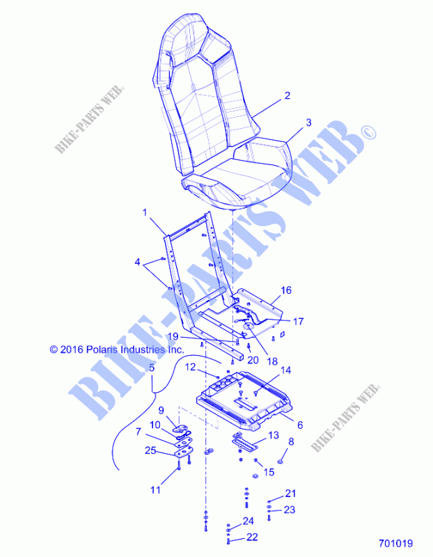 SEAT ASM. AND SLIDER   Z19VDE99AD/BD/LD/AK/BK/AN/BN/L99AC/BC/M99AL/R99AK/BK/K99AD/AK/AN/BD/BK/BN (701178) for Polaris RZR XP 1000 2019
