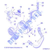 DRIVE TRAIN, CLUTCH COVER AND DUCTING   Z19VFE99AD/BD/AK/BK/AN/BN/LD/K99AD/BD/AK/BK/AN/BN/LK/LE/L99AC/BC (701182) for Polaris RZR XP 4 1000 2019