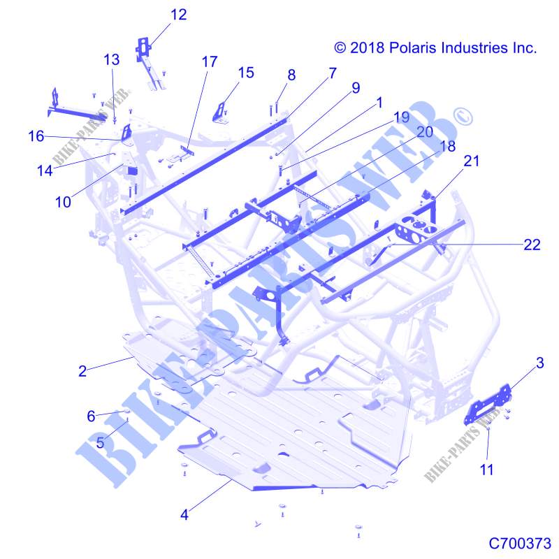 CHASSIS, MAIN FRAME AND SKID PLATE   Z19VBE99F2/S99C2/CM (C700373) for Polaris RZR 1000 60 INCH EU / TRACTOR / ZUG 2019