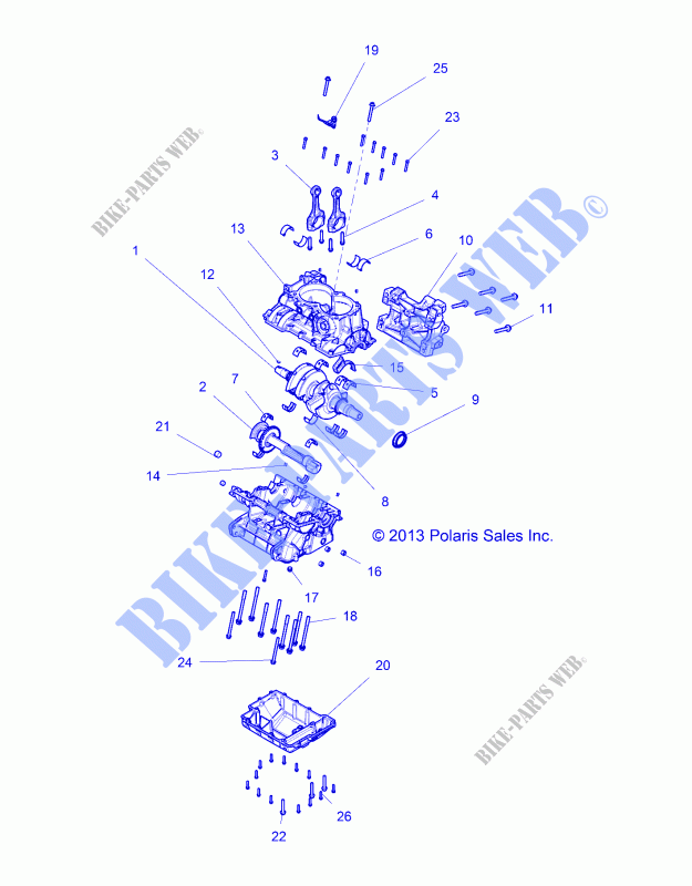 CRANKCASE AND CRANKSHAFT   Z19VBE99F2/S99C2/CM (49RGRCRANKCASE14RZR1000) for Polaris RZR 1000 60 INCH EU / TRACTOR / ZUG 2019