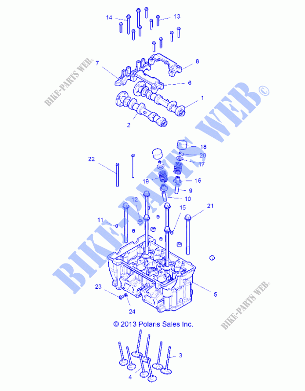 CYLINDER HEAD AND VALVES   Z19VBE99F2/S99C2/CM (49RGRVALVE14RZR1000) for Polaris RZR 1000 60 INCH EU / TRACTOR / ZUG 2019